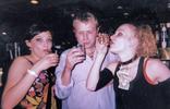 Kim and Audra and a friend (Jason) having drinks after a show.